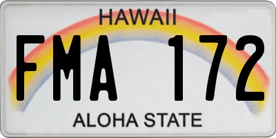 HI license plate FMA172