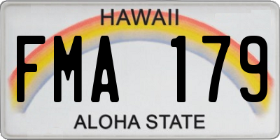 HI license plate FMA179