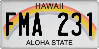 HI license plate FMA231