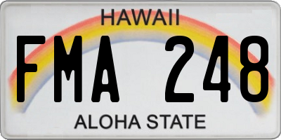 HI license plate FMA248