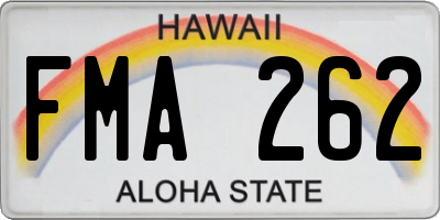 HI license plate FMA262