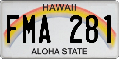 HI license plate FMA281