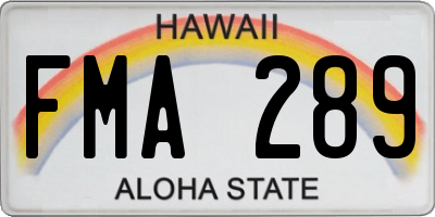 HI license plate FMA289