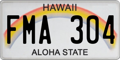 HI license plate FMA304