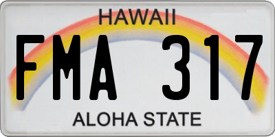HI license plate FMA317