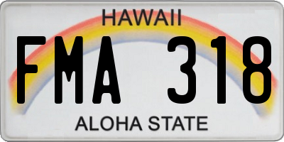 HI license plate FMA318