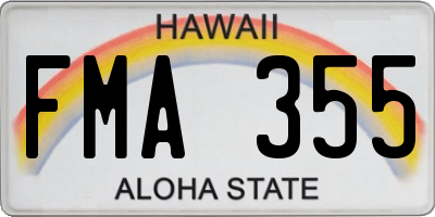 HI license plate FMA355