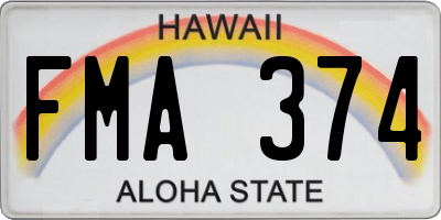 HI license plate FMA374