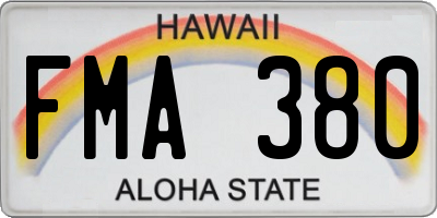 HI license plate FMA380