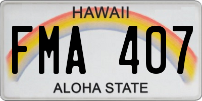 HI license plate FMA407