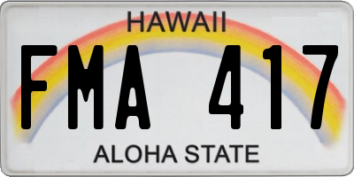 HI license plate FMA417