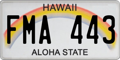 HI license plate FMA443