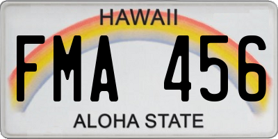 HI license plate FMA456