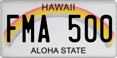 HI license plate FMA500