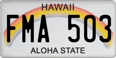 HI license plate FMA503
