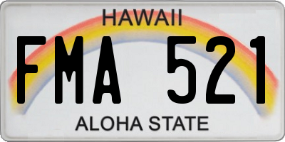 HI license plate FMA521