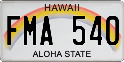 HI license plate FMA540