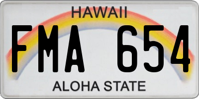 HI license plate FMA654