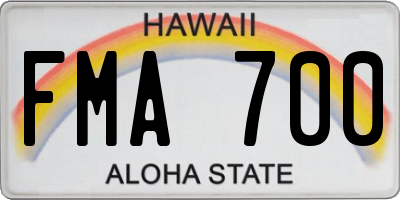 HI license plate FMA700