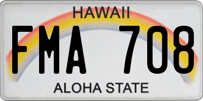 HI license plate FMA708