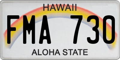 HI license plate FMA730