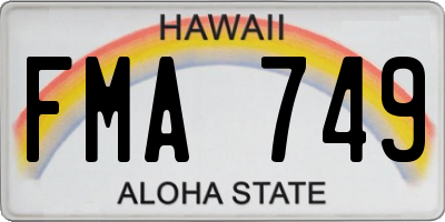 HI license plate FMA749