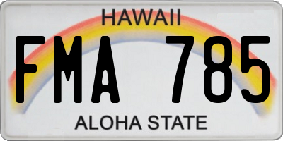 HI license plate FMA785