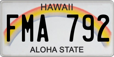 HI license plate FMA792