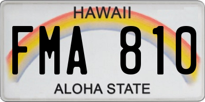 HI license plate FMA810