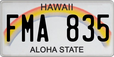 HI license plate FMA835