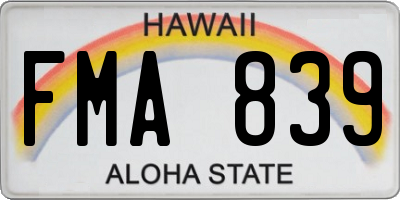 HI license plate FMA839