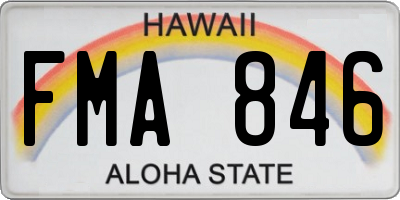 HI license plate FMA846