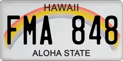 HI license plate FMA848