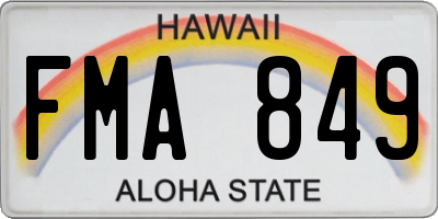 HI license plate FMA849
