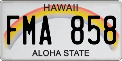 HI license plate FMA858