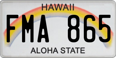 HI license plate FMA865