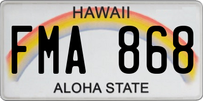 HI license plate FMA868