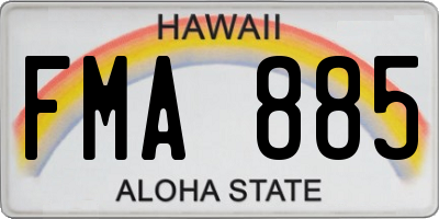 HI license plate FMA885