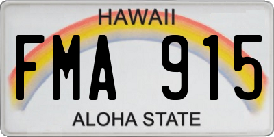 HI license plate FMA915