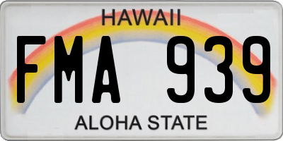 HI license plate FMA939