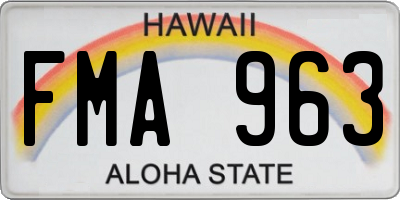 HI license plate FMA963