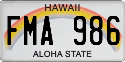 HI license plate FMA986