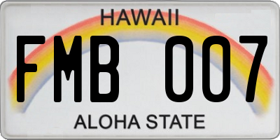 HI license plate FMB007