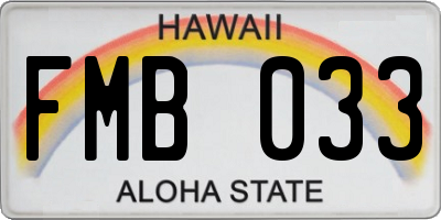 HI license plate FMB033