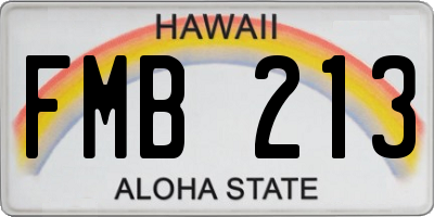 HI license plate FMB213