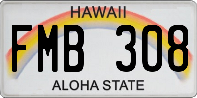 HI license plate FMB308