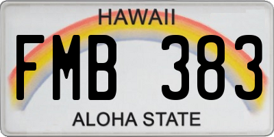 HI license plate FMB383