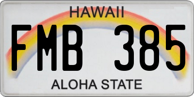 HI license plate FMB385