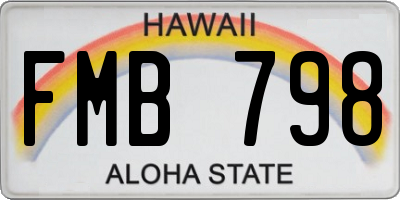 HI license plate FMB798