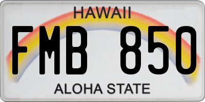 HI license plate FMB850